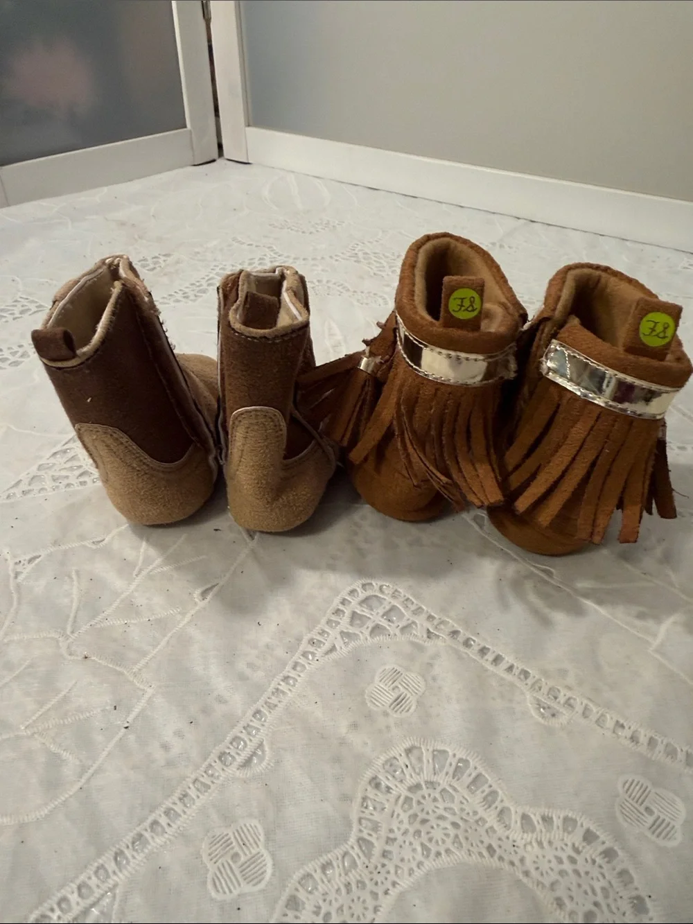 Kids Brown Suede Fringe Boots - Brown